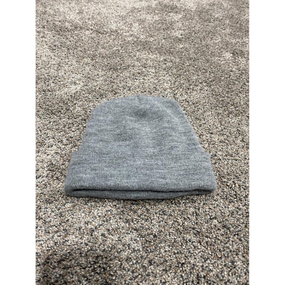 Nike Beanie Hat Gray Black Swoosh Logo Cuffed Knit Winter Cap Sportswear Mens - Picture 2 of 2